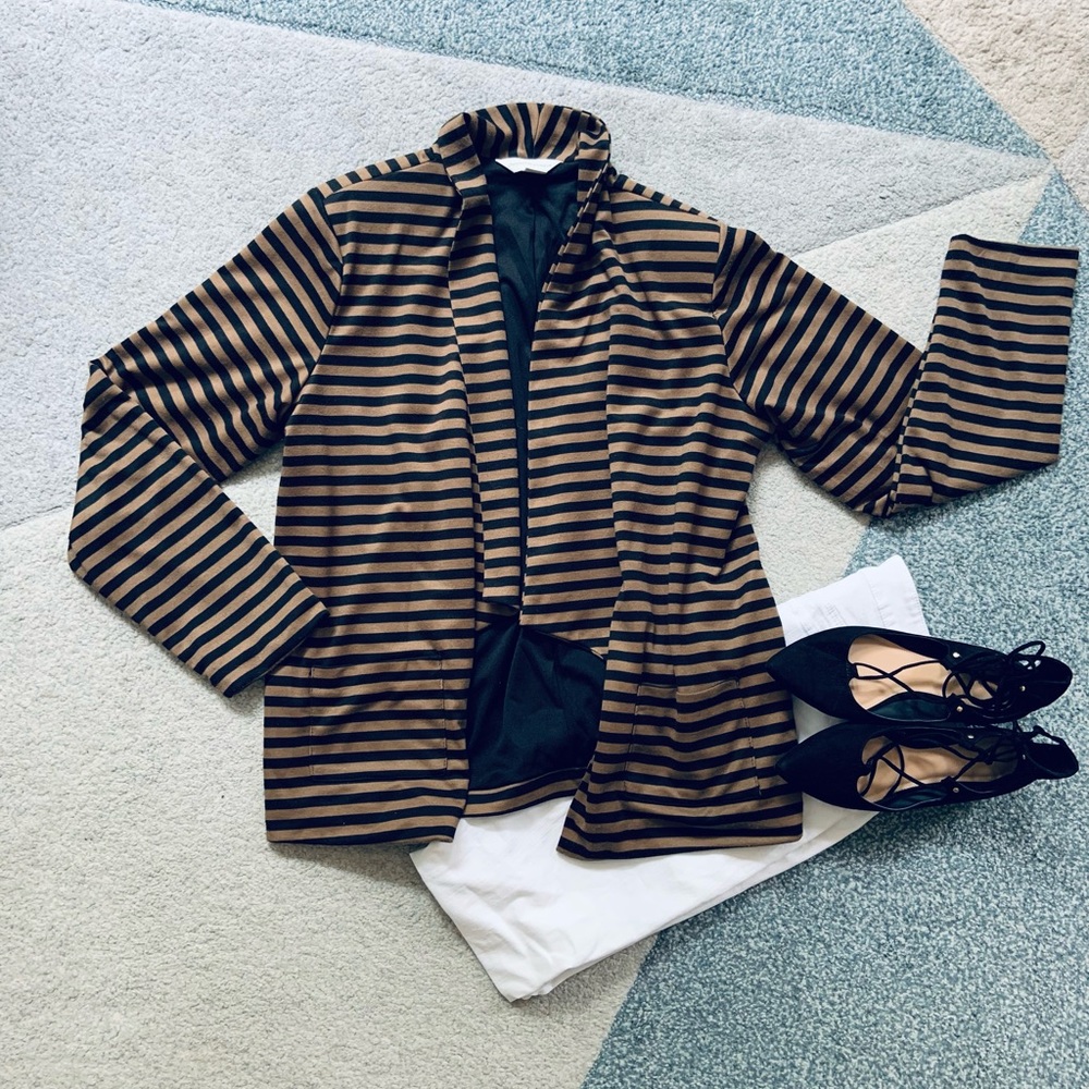 Christopher & Banks Black and Brown Striped Jacket